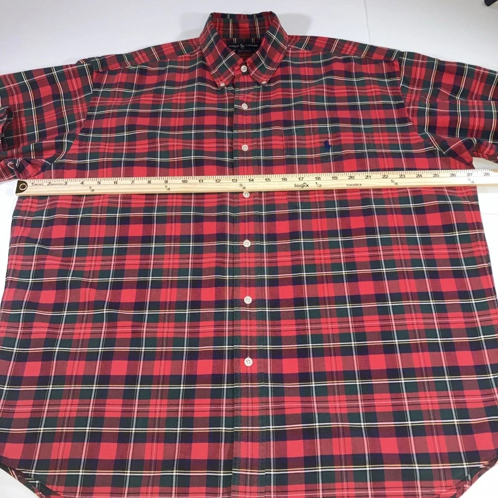 Polo Ralph Lauren Mens Large Plaid Long Sleeve Button Down THE BIG SHIRT Tartan